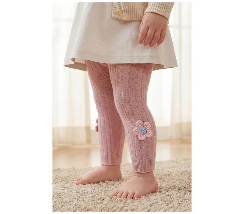 Baby Girls' 3D Flower Ribbed Knit Tights reference image