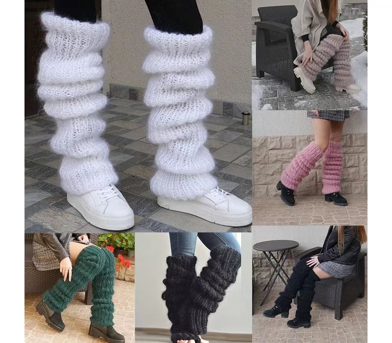 Women's Mohair Knit Over-the-Knee Slouch Leg Warmers reference image