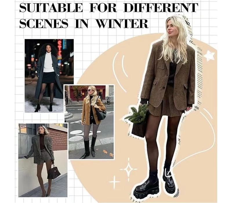 Women's Fleece-Lined Faux-Sheer Thermal Tights reference image